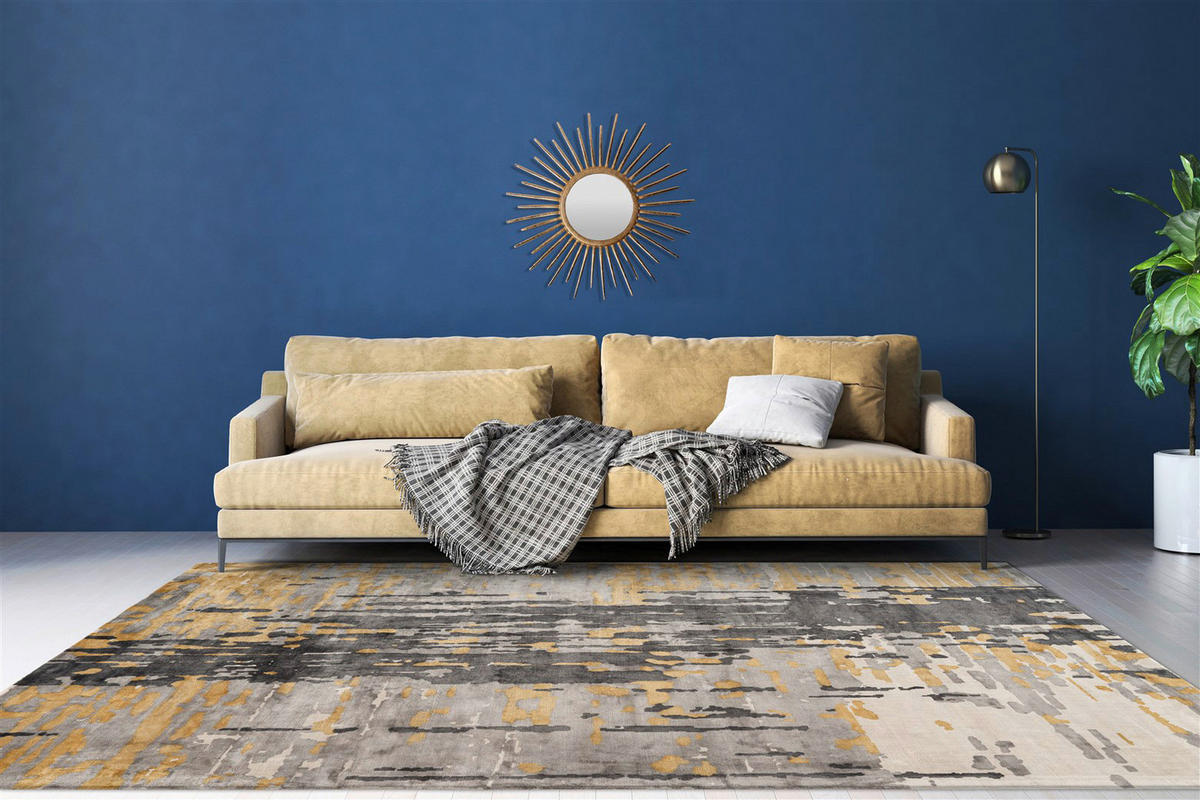 Padiro Kurzflorteppich Sinai 225 gold B/H/L: ca. 120x1,1x170 cm Sinai 225 - blau/gold (170,00/120,00/1,10cm) - Padiro