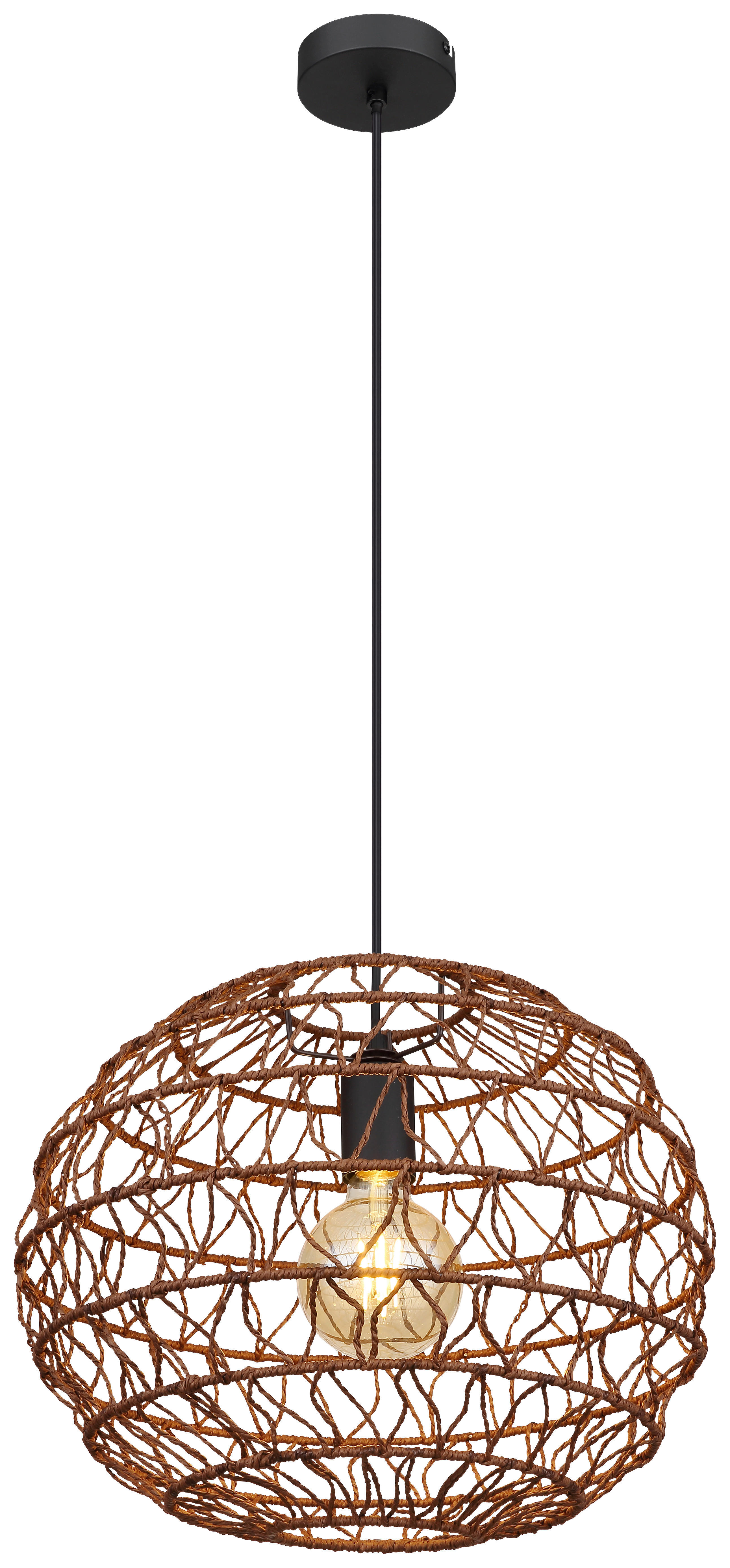 GLOBO Pendelleuchte schwarz mattschwarz Metall Papier H/D: ca. 120x39 cm E27 1 Brennstellen SENNI - schwarz/mattschwarz (39,00/120,00cm) - GLOBO