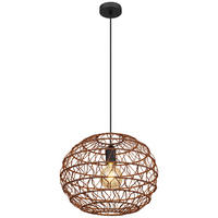 GLOBO Pendelleuchte schwarz mattschwarz Metall Papier H/D: ca. 120x39 cm E27 1 Brennstellen SENNI - schwarz/mattschwarz (39,00/120,00cm) - GLOBO