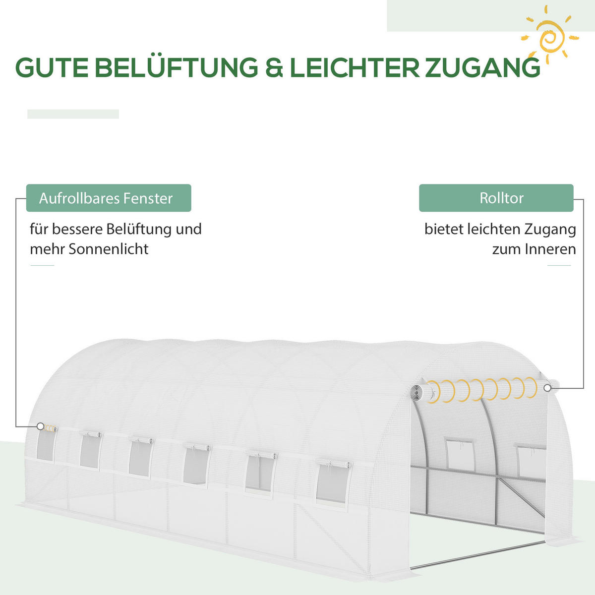 Outsunny Ersatzfolie weiß Polyethylen B/H/L: ca. 300x200x600 cm Ersatzfolie - weiß (600,00/300,00/200,00cm) - Outsunny