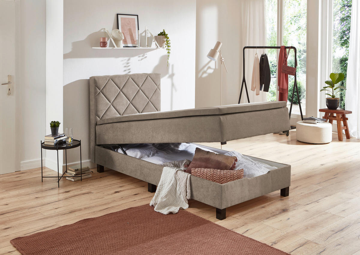 Boxspringbett Jeff taupe Jeff - taupe (100,00/57,00/211,00cm)