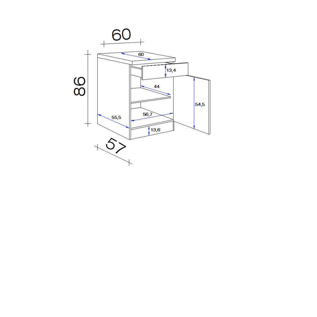 Thumbnail - Unterschrank Valero weiß Hochglanz B/H/T: ca. 60x86x60 cm