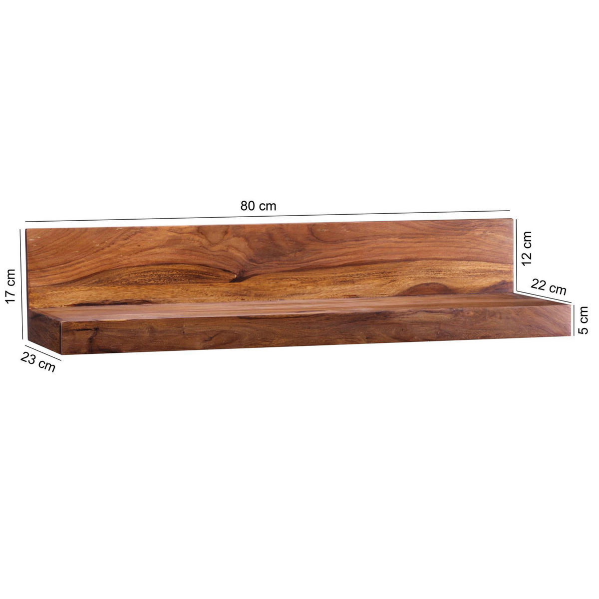 Wandregal natur B/H/T: ca. 80x17x23 cm Wandregal - natur (80,00/17,00/23,00cm) - Wohnling