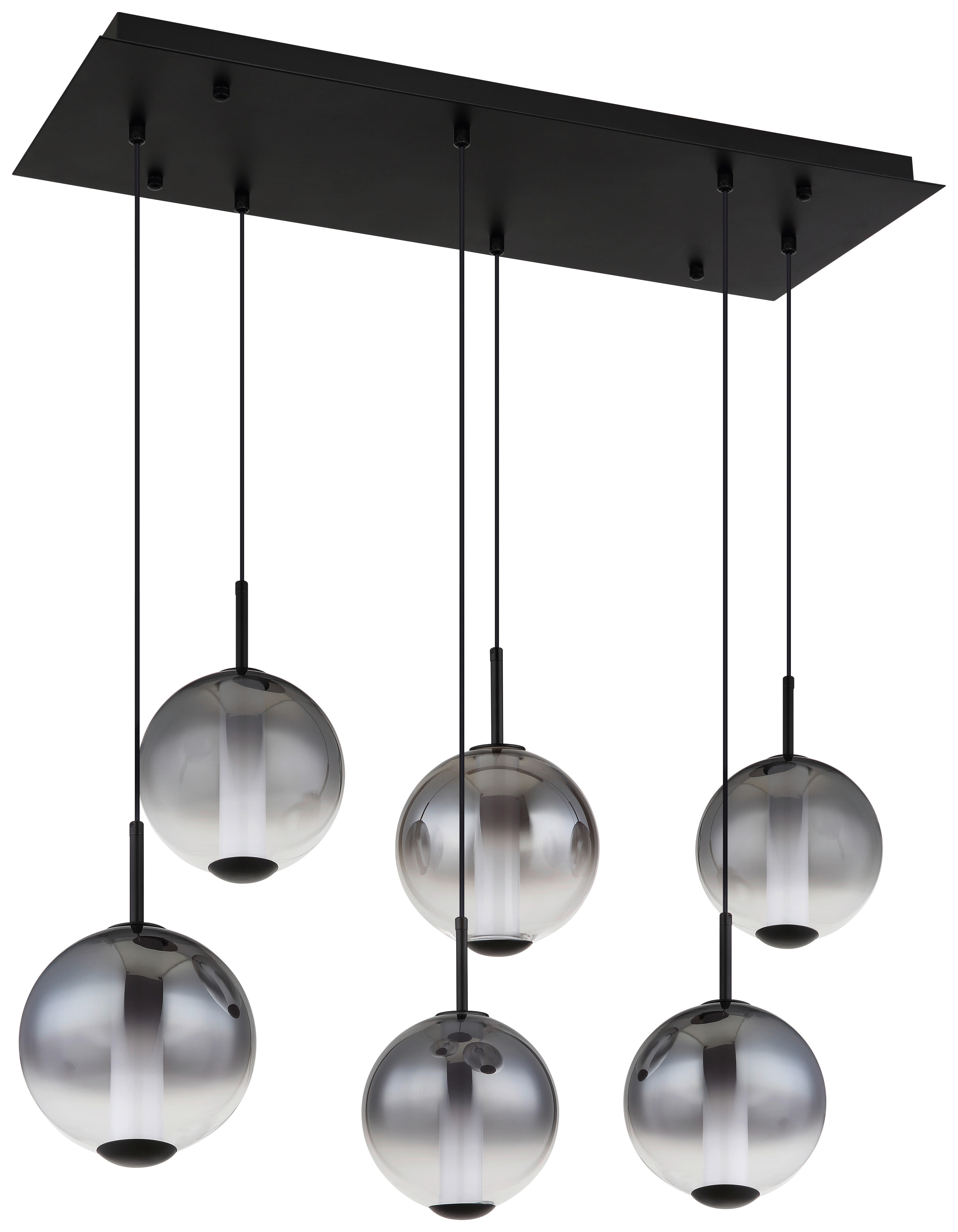 GLOBO Pendelleuchte Opal mattschwarz Rauch Metall Glas B/H: ca. 100x120 cm 1.0 Brennstellen Lacy - Opal/mattschwarz (100,00/120,00cm) - GLOBO