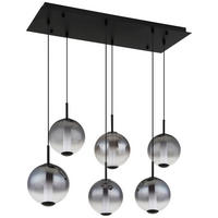 GLOBO Pendelleuchte Opal mattschwarz Rauch Metall Glas B/H: ca. 100x120 cm 1.0 Brennstellen Lacy - Opal/mattschwarz (100,00/120,00cm) - GLOBO