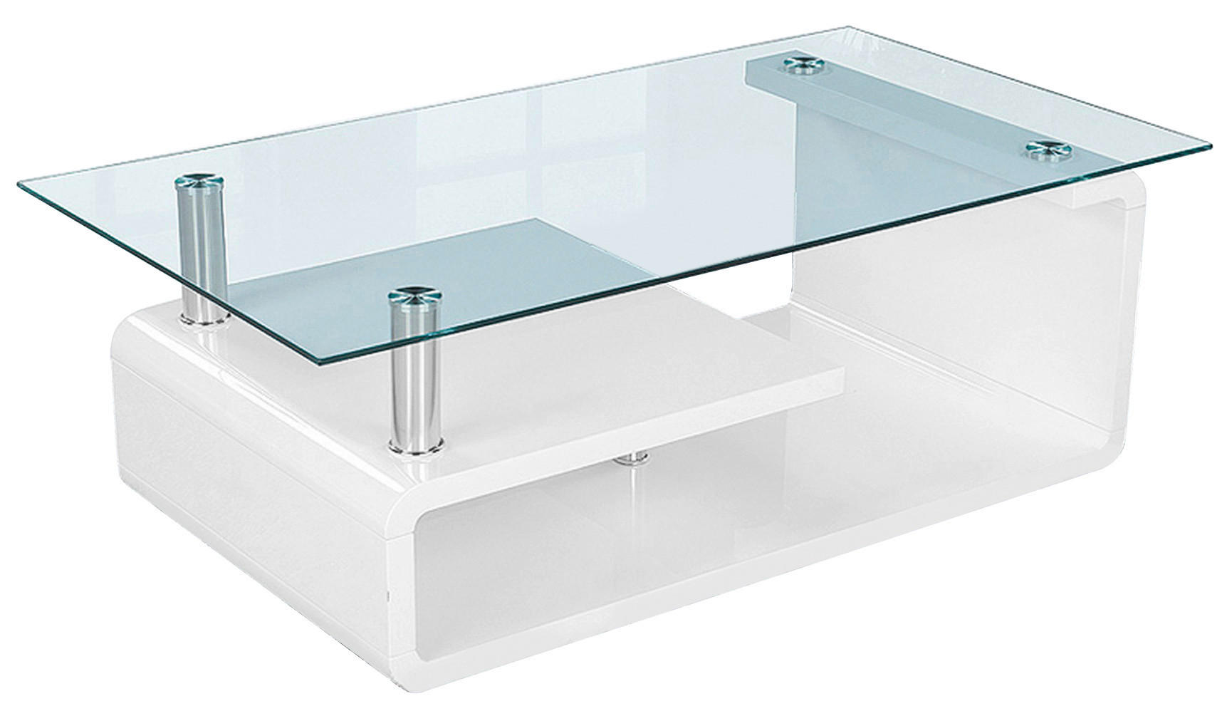 Glascouchtisch Emil glasklar weiß B/H/T: ca. 110x40x65 cm Emil - weiß/glasklar (110,00/40,00/65,00cm)