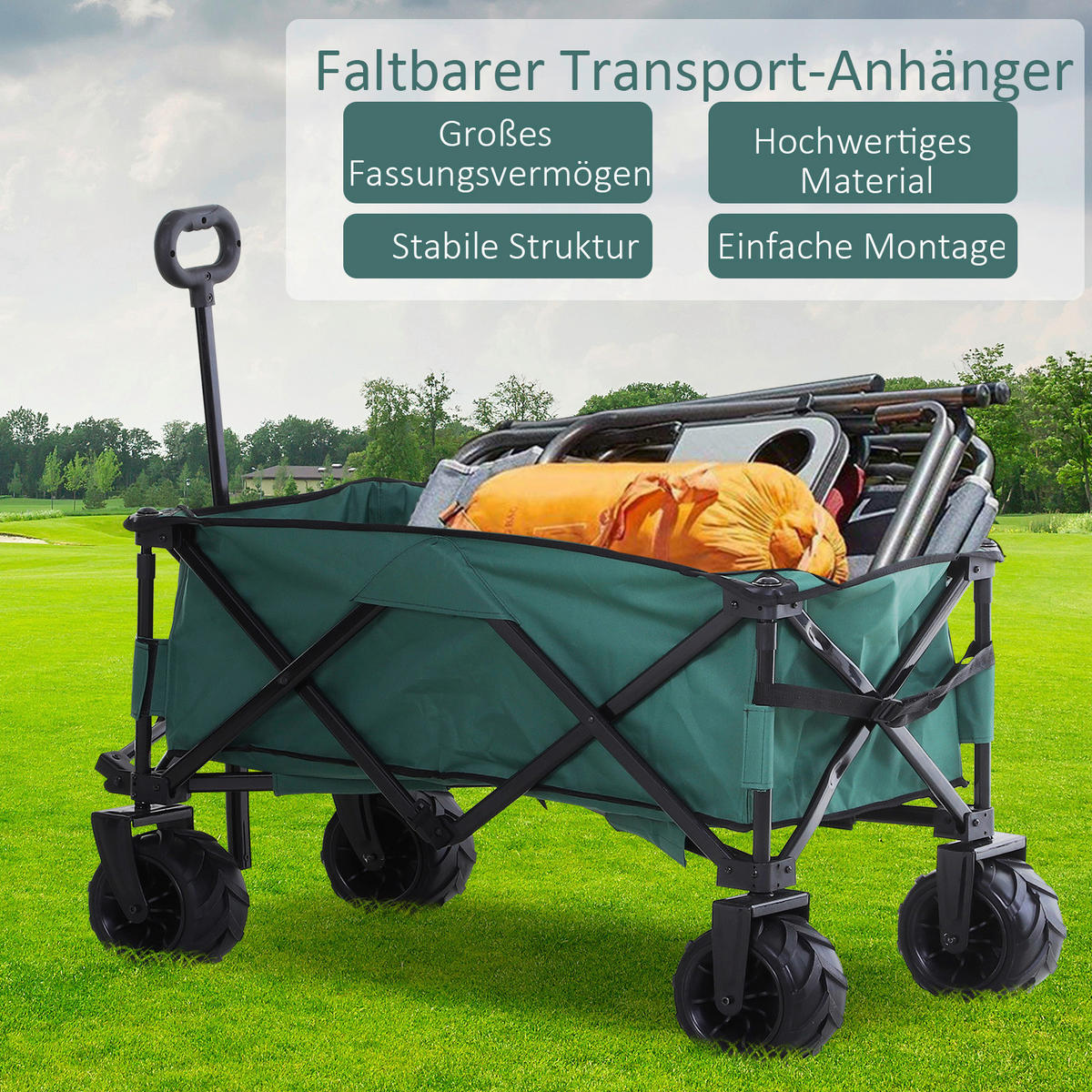Outsunny Gerätewagen grün B/H/L: ca. 55x91x108 cm Bollerwagen - grün (108,00/55,00/91,00cm) - Outsunny