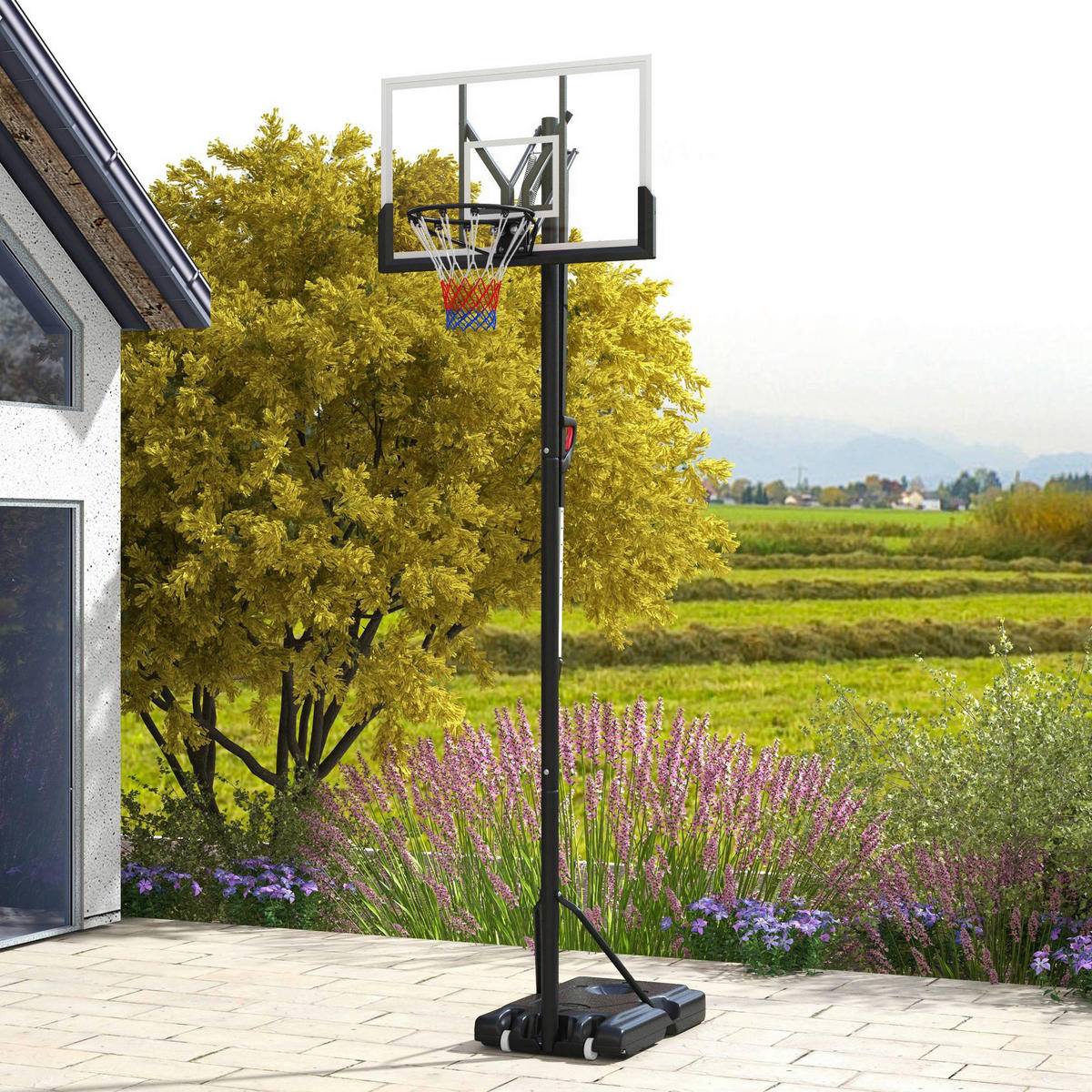 SPORTNOW Basketballkorb mit Ständer schwarz Kunststoff B/H/L: ca. 60x365x90 cm Basketballkorb mit Ständer - schwarz (90,00/60,00/365,00cm) - SPORTNOW