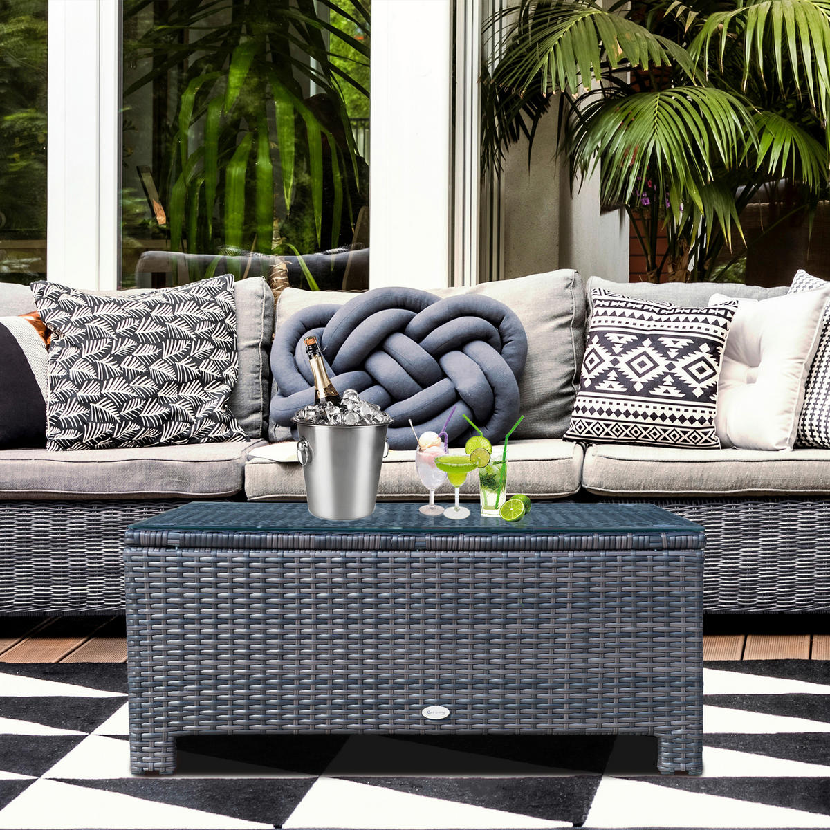 Outsunny Beistelltisch braun Metall B/H/L: ca. 50x39x85 cm Beistelltisch - braun (85,00/50,00/39,00cm) - Outsunny