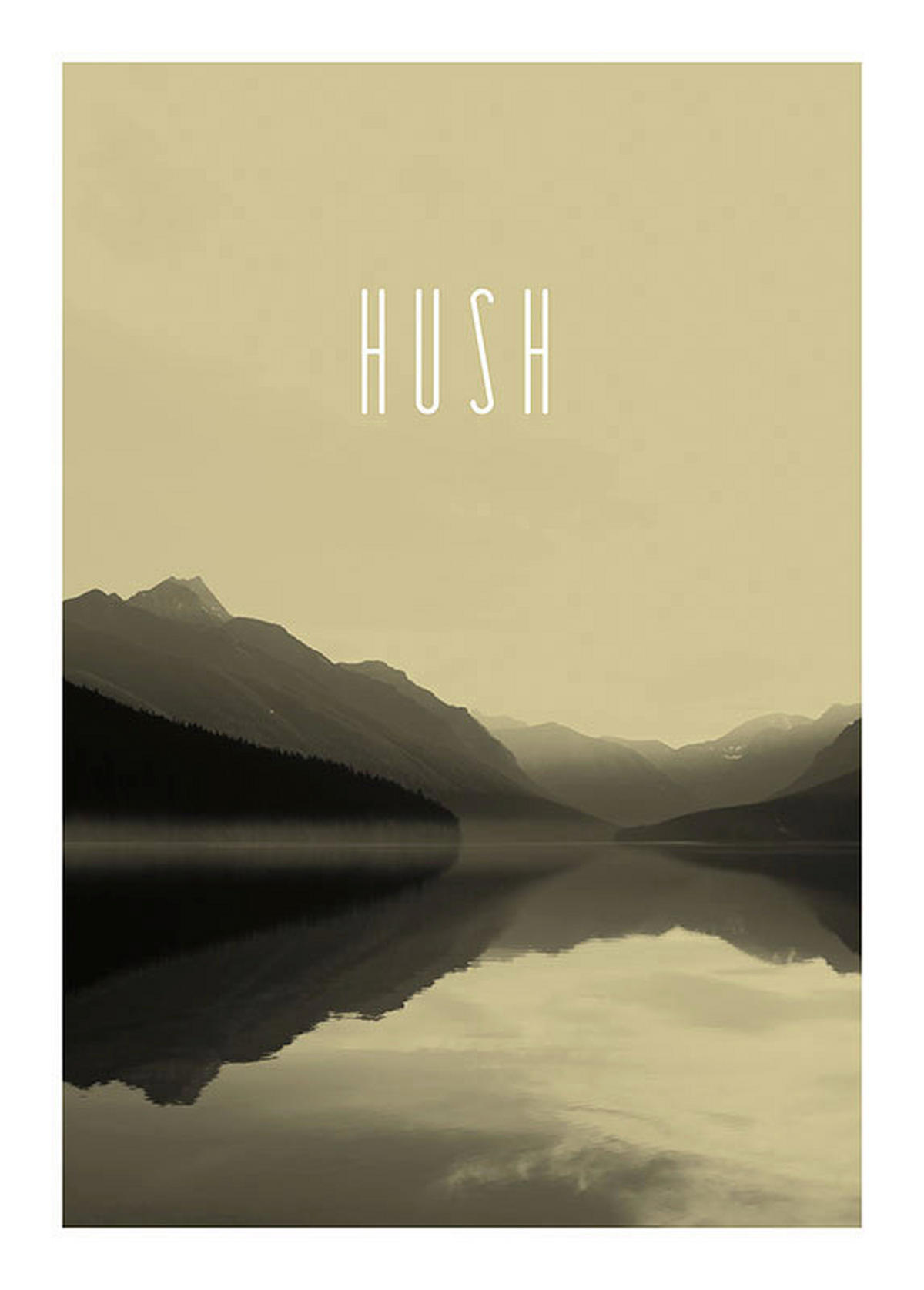 Komar Poster Word Lake Hush Sand Natur B/L: ca. 50x70 cm Word Lake Hush Sand - (50,00/70,00cm) - Komar