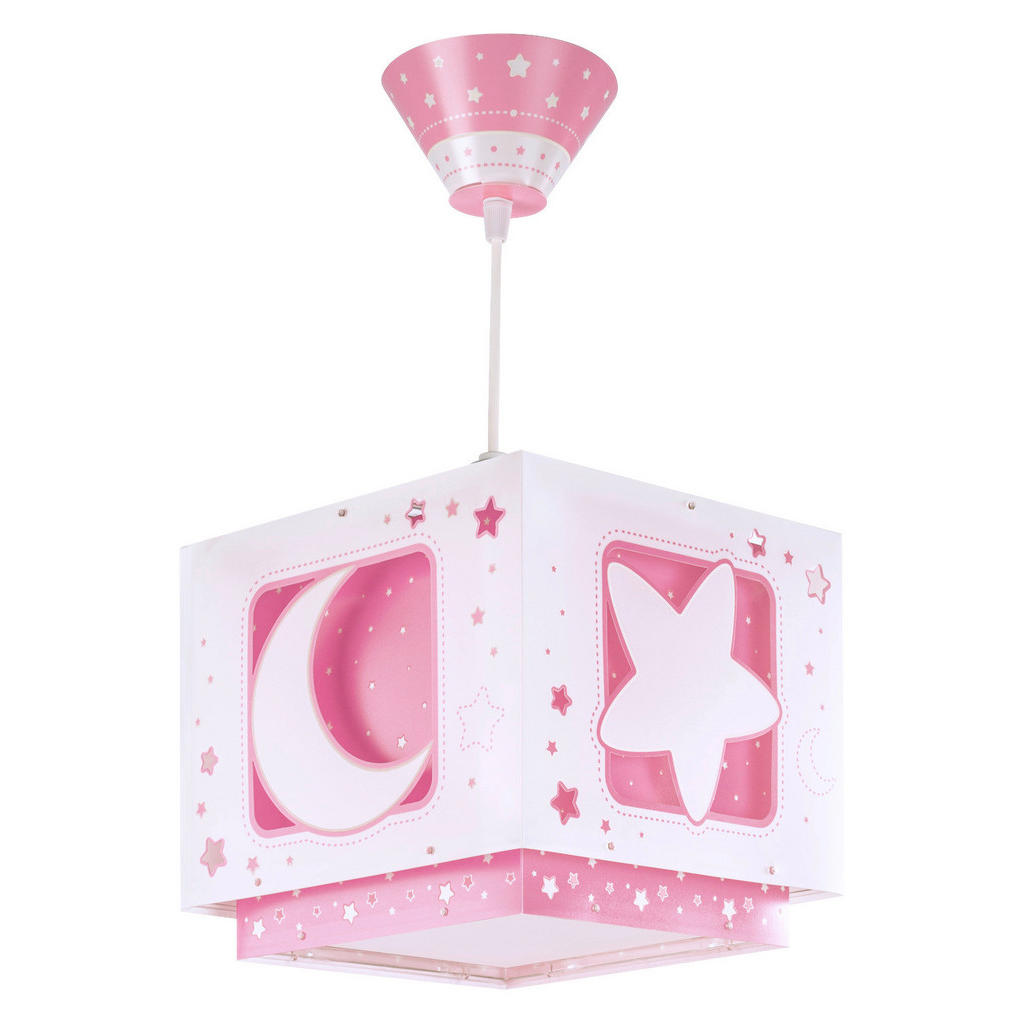 Kinderzimmer Pendelleuchte Moonlight in Rosa fluoreszierend E27