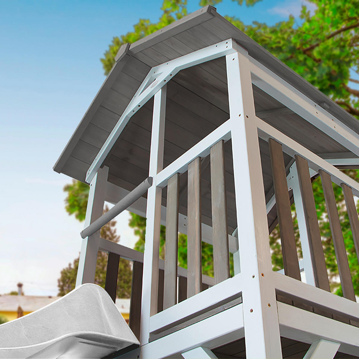 AXI Spielturm Beach Tower grau B/H/T: ca. 283,6x241,9x349 cm Beach Tower - weiß/grau (283,60/241,90/349,00cm) - AXI