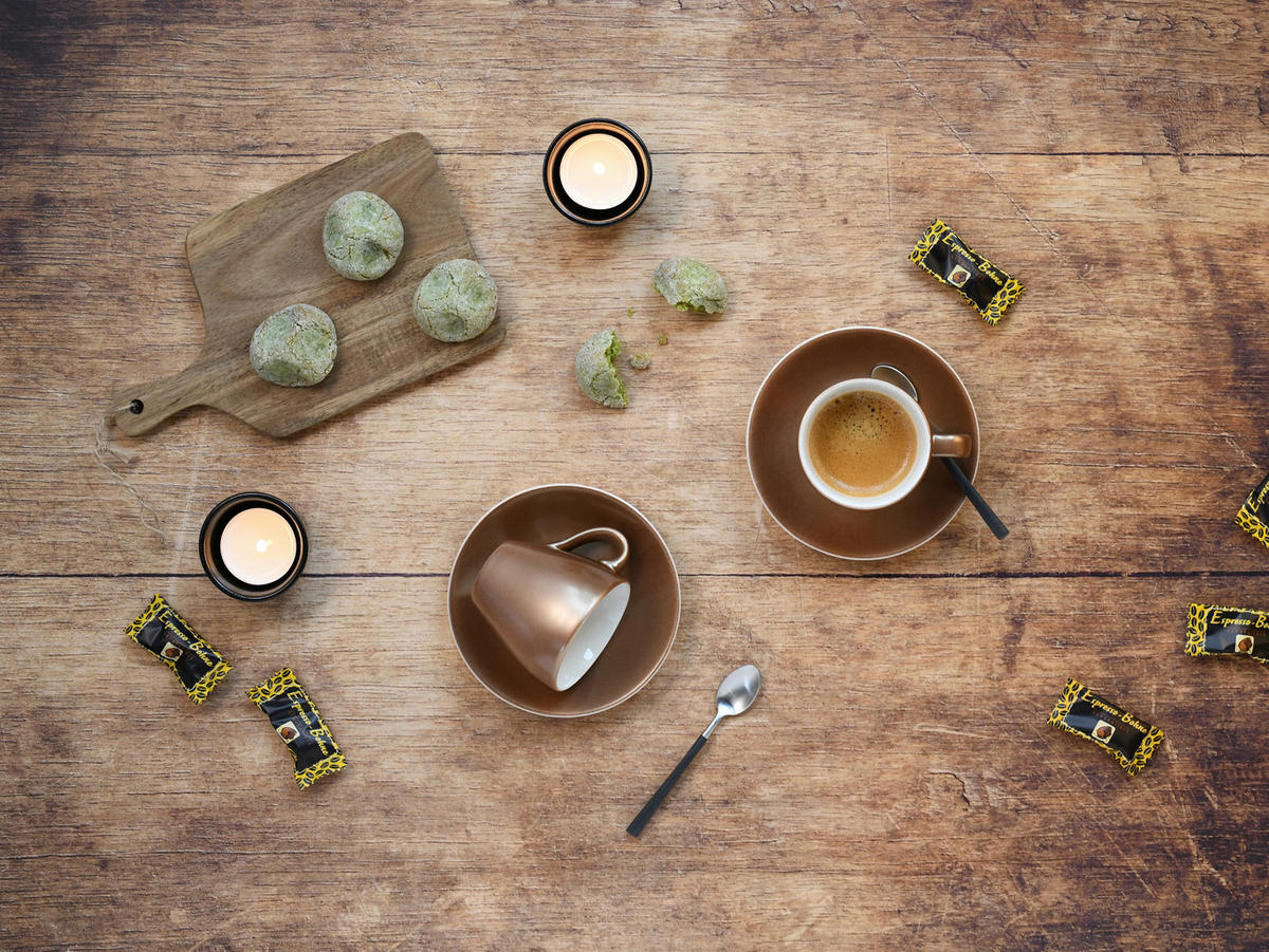 CreaTable Espressotassenset Golden Days gold Steinzeug 4 tlg. Golden Days - gold/weiß - CreaTable