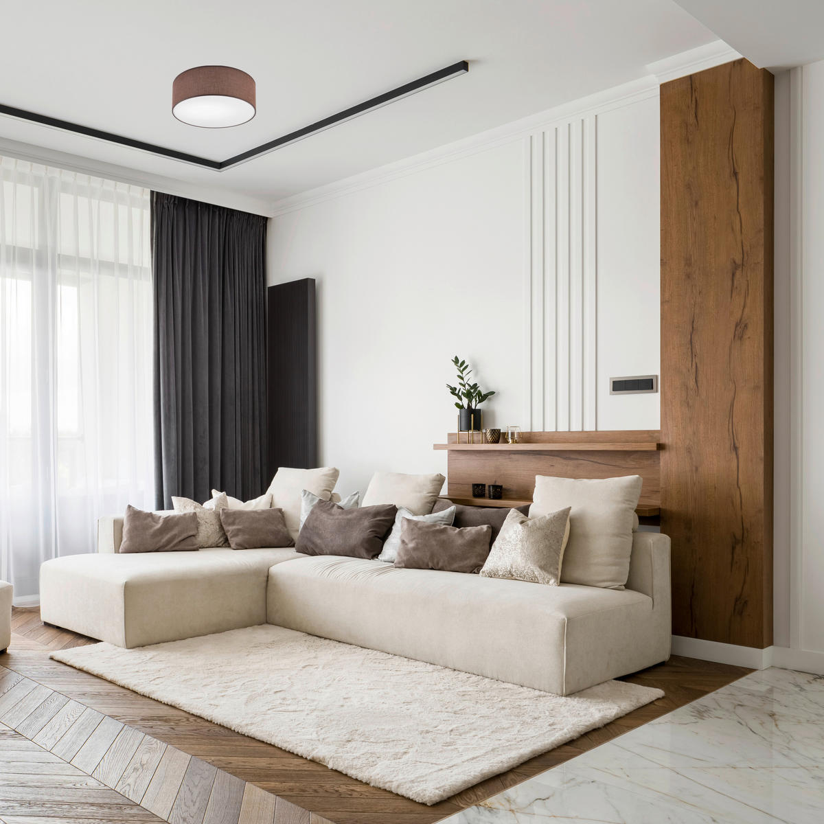 Lamkur Deckenleuchte VIVIAN 48420 braun Kunststoff PVC Textil H/L: ca. 13x35 cm E27 1 Brennstellen Vivian - braun (35,00cm) - Lamkur