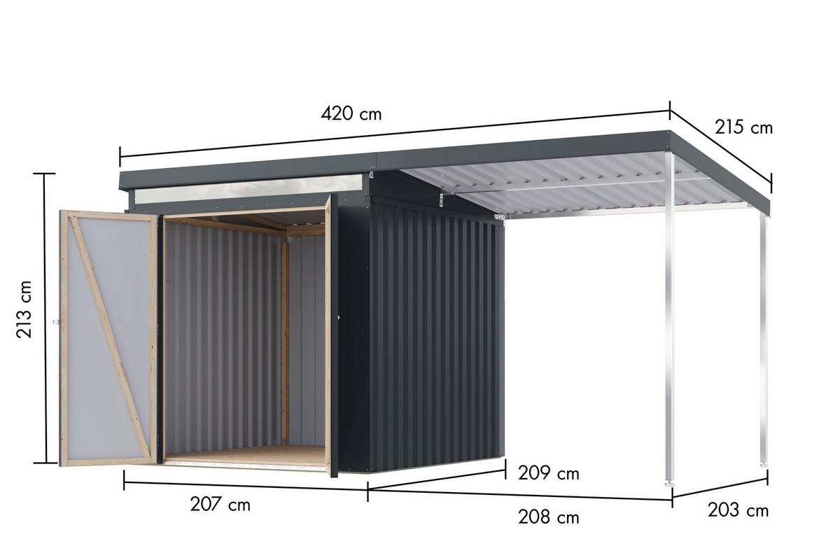 Karibu Gartenhaus Indra 2 anthrazit B/H/T: ca. 206x213x206 cm Indra 2 - anthrazit (206,00/213,00/206,00cm) - Karibu