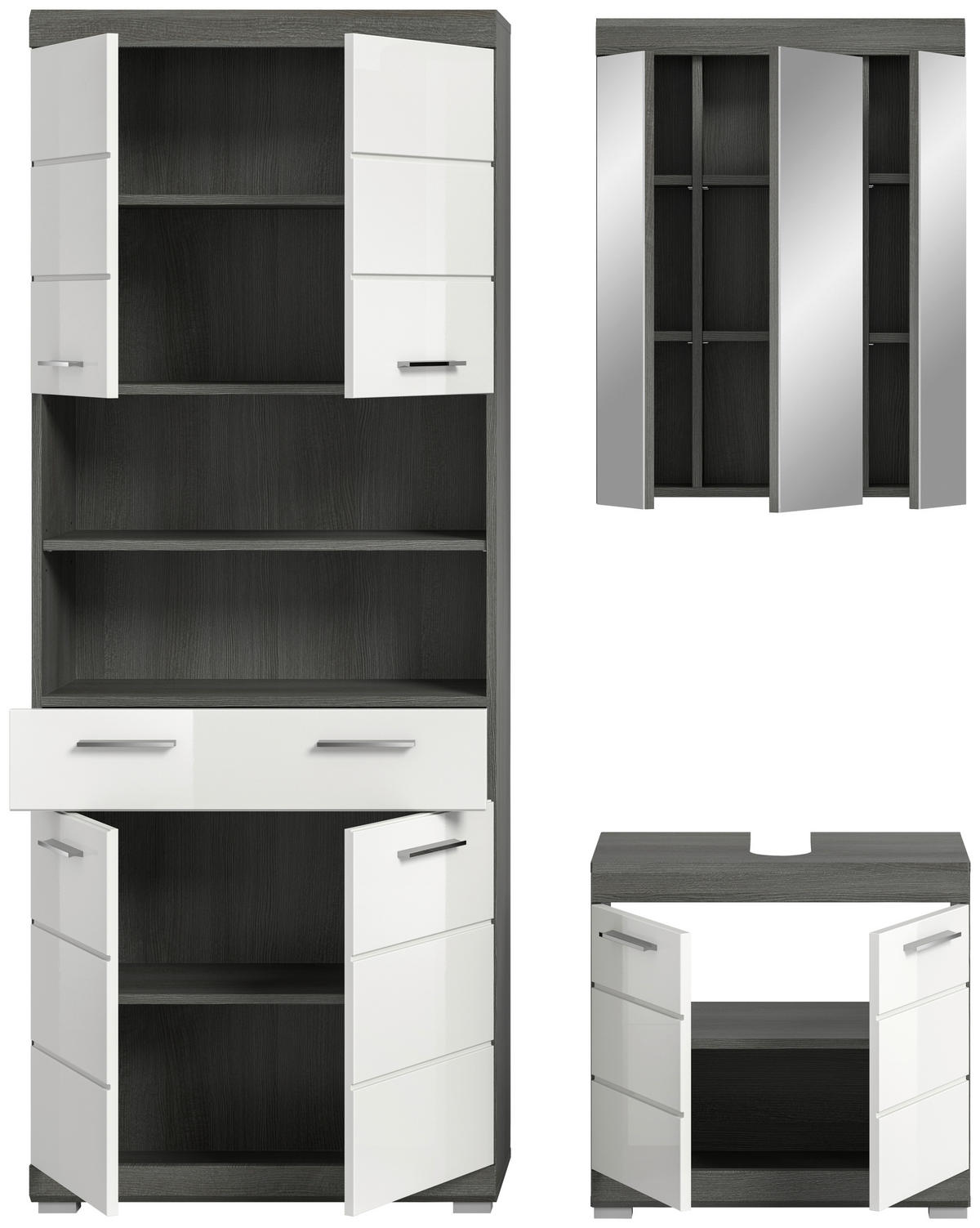 Badezimmer-Set Scout Rauchsilber Nachbildung weiß Hochglanz B/H/T: ca. 149x34x191 cm Scout - weiß (149,00/34,00/191,00cm) - xonox.home