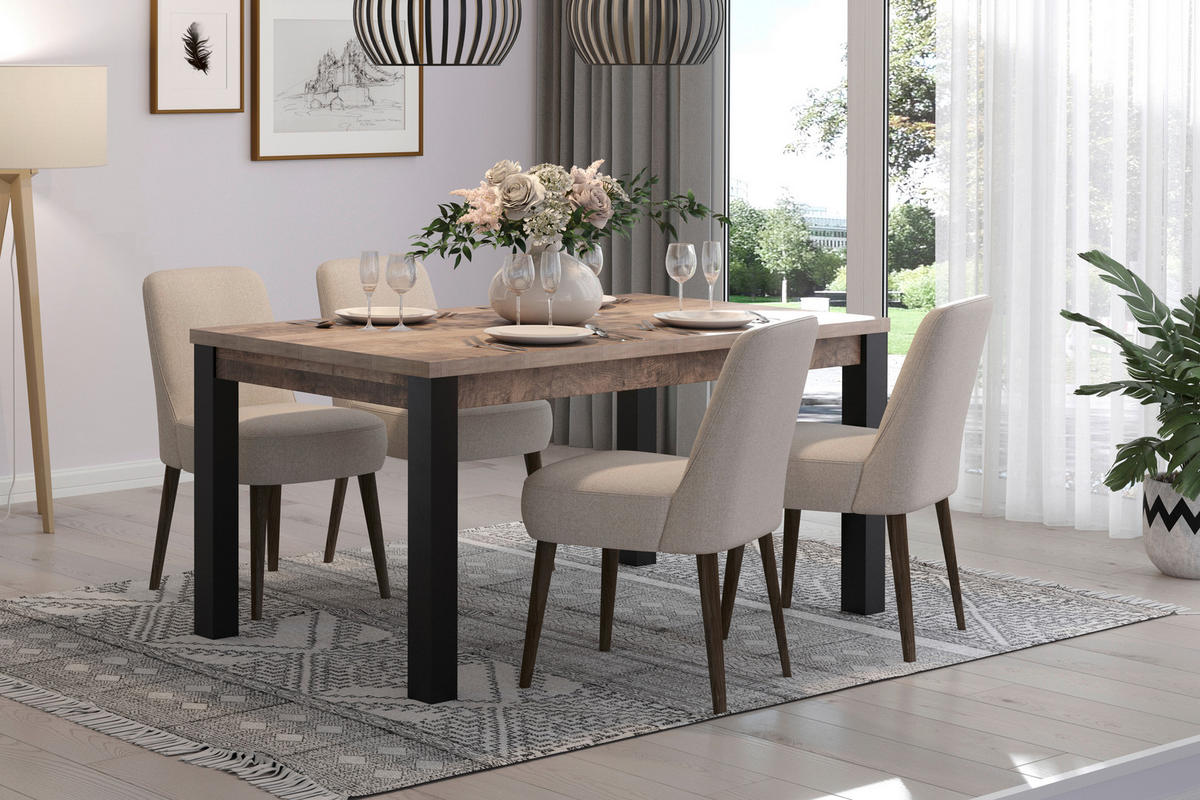 Tisch Emile Eiche Tabak Nachbildung B/H/T: ca. 160x77x90 cm Emile - Eiche/schwarz (160,00/77,00/90,00cm) - Trendteam
