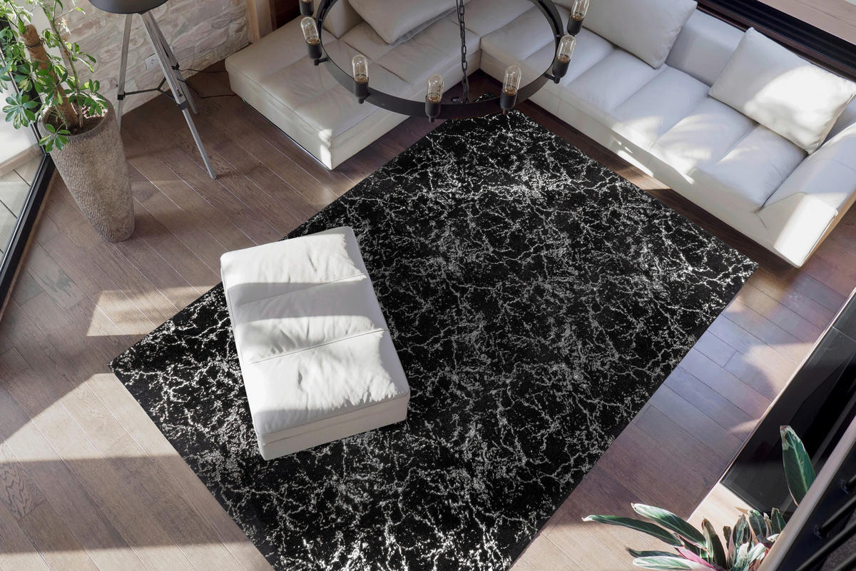 360Living Teppich Bijou schwarz B/L: ca. 80x150 cm Bijou - schwarz/silber (80,00/150,00cm) - 360Living