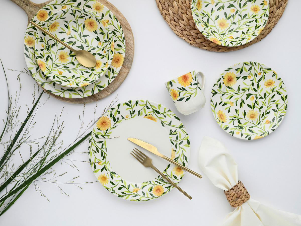 CreaTable Kombiservice Amarilla gelb Steingut 16 tlg. Amarilla - gelb - CreaTable