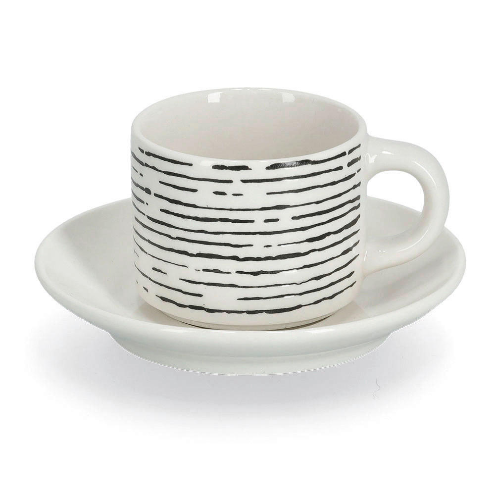 Zeller Espresso-Set schwarz Keramik Espresso-Set_8-tlg. - weiß/schwarz (265,00/125,00/7,00cm) - Zeller