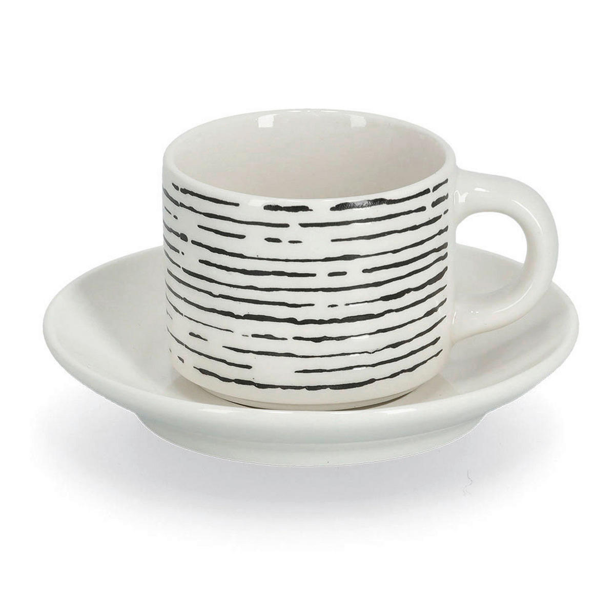 Zeller Espresso-Set schwarz Keramik Espresso-Set_8-tlg. - weiß/schwarz (265,00/125,00/7,00cm) - Zeller