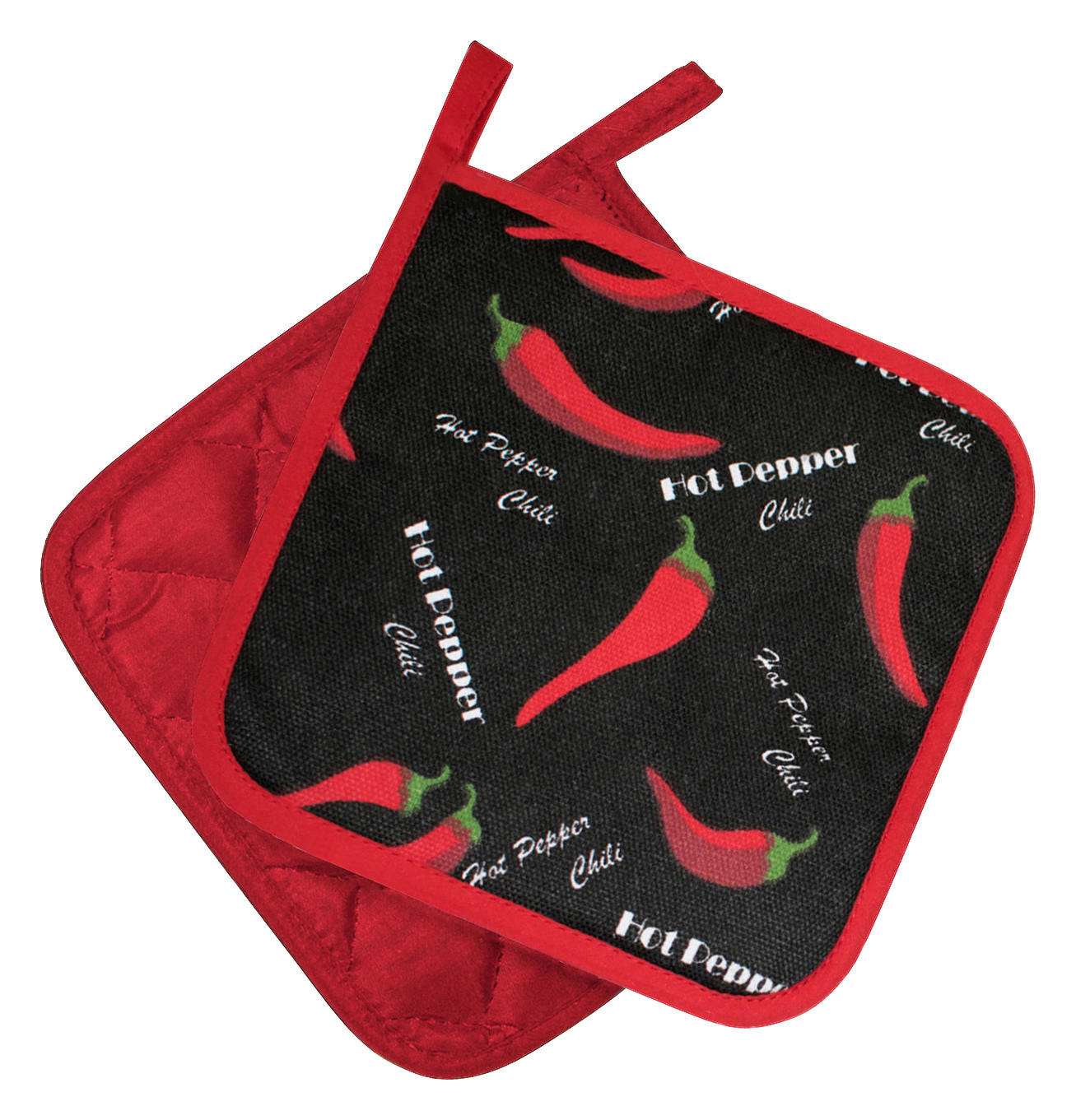 Topflappen Topflappen_Chili_2tlg. 18x18cm - rot/schwarz (18,00/18,00cm)
