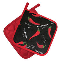 Topflappen Topflappen_Chili_2tlg. 18x18cm - rot/schwarz (18,00/18,00cm)