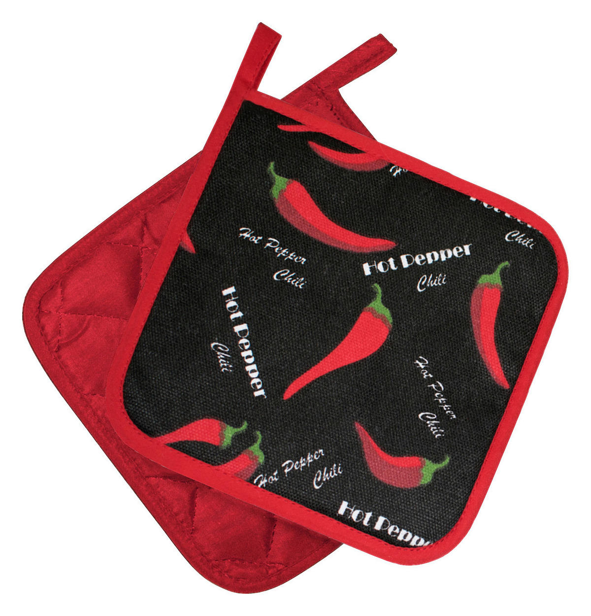 Topflappen Topflappen_Chili_2tlg. 18x18cm - rot/schwarz (18,00/18,00cm)