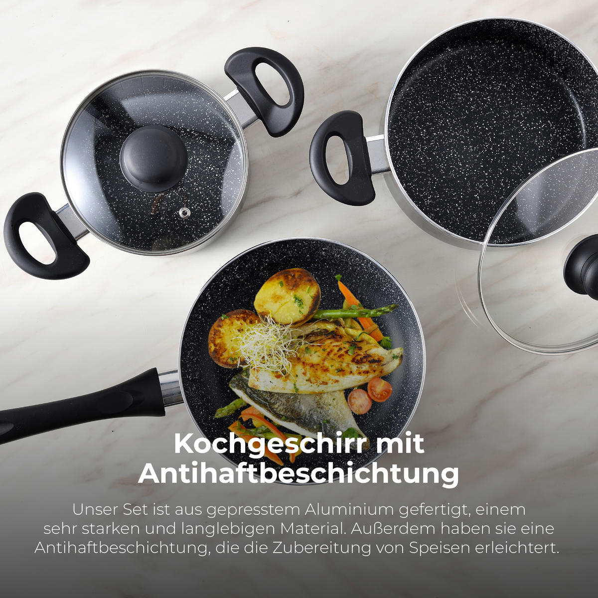 SAN IGNACIO Kochgeschirrset Soria schwarz Aluminium 4 tlg. Soria - schwarz - SAN IGNACIO