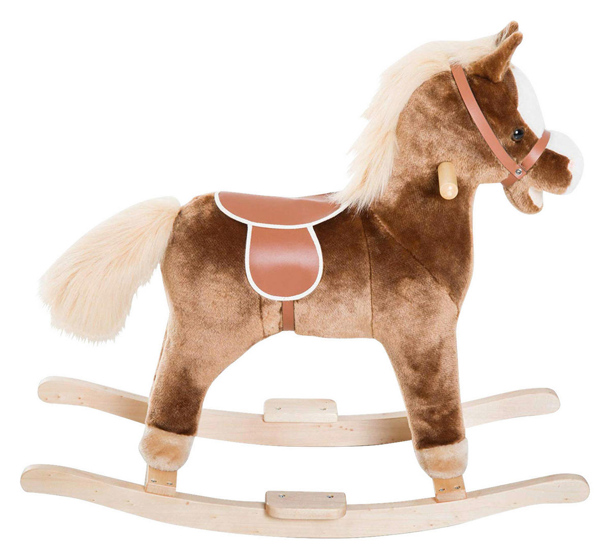 HOMCOM Kinder-Schaukelpferd B/H/L: ca. 33x62x74 cm Plüsch-Schaukelpferd_für_Kinder - braun (74,00/33,00/62,00cm) - HOMCOM