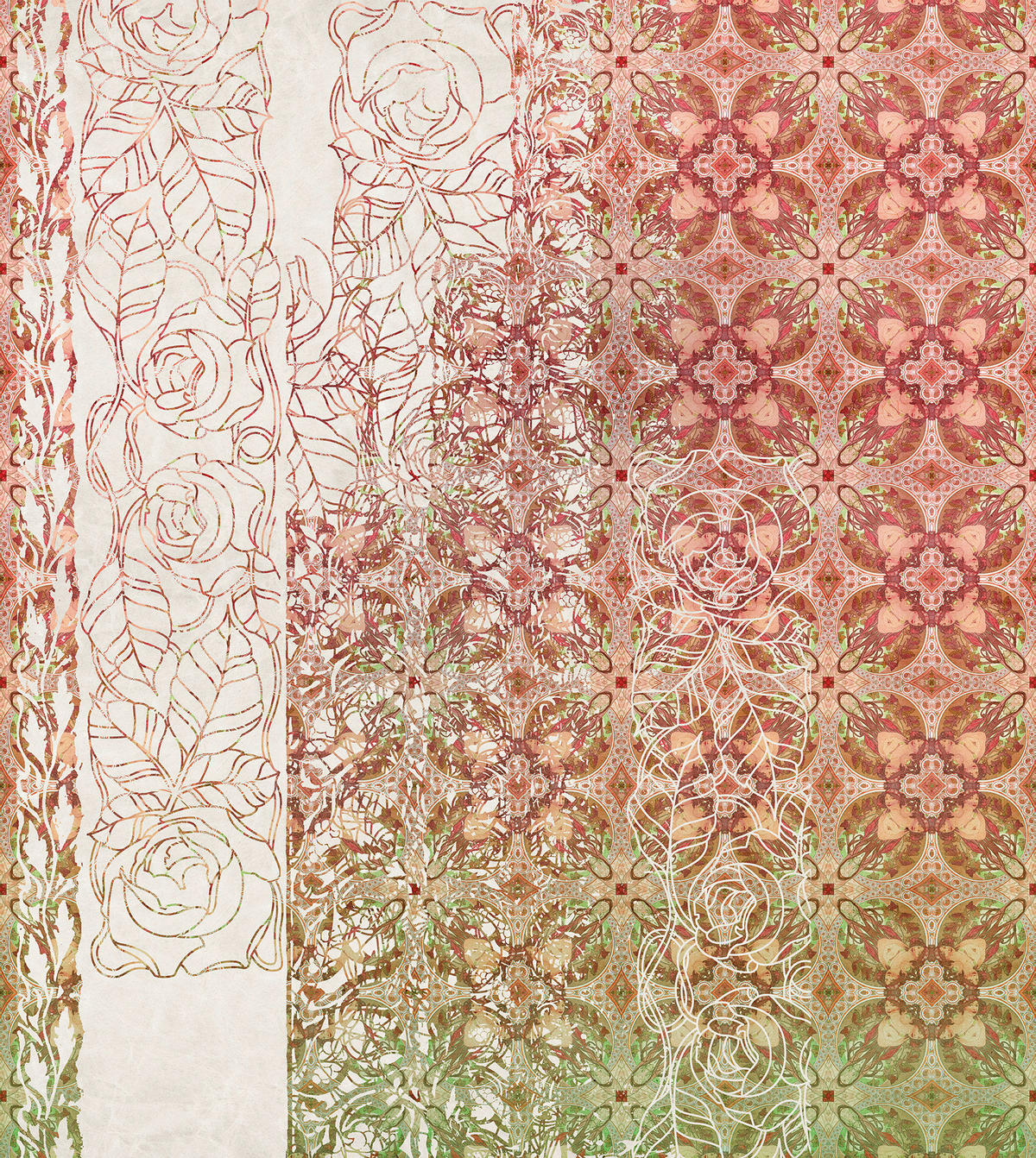 Komar Fototapete Art Nouveau Rouge B/L: ca. 250x280 cm Art Nouveau Rouge - (250,00/280,00cm) - Komar
