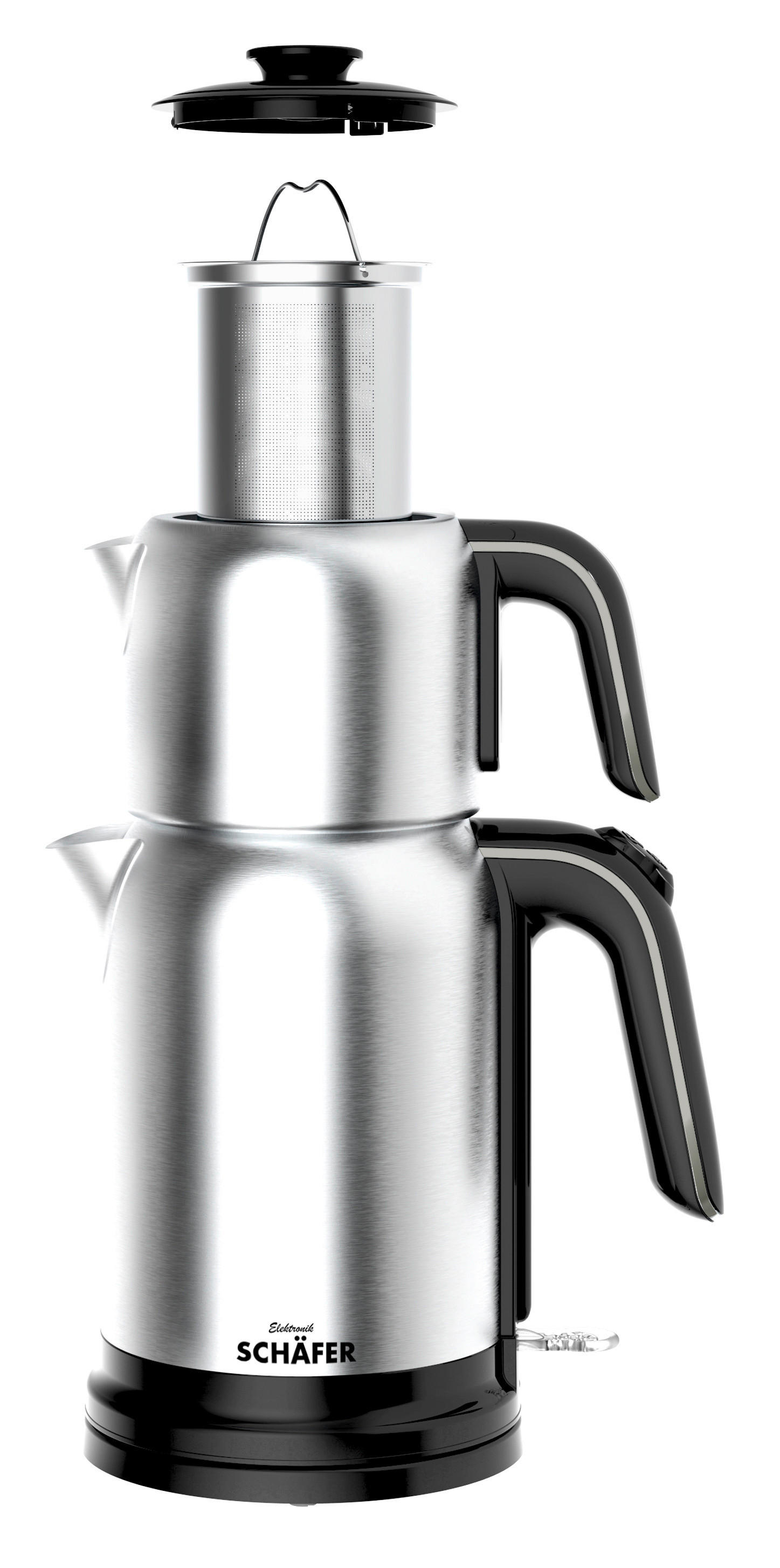SCHÄFER Wasserkocher silber Edelstahl B/H/L: ca. 17x38x23 cm ca. 1,7 l Teekocher 20042 - silber (23,00/17,00/38,00cm) - SCHÄFER