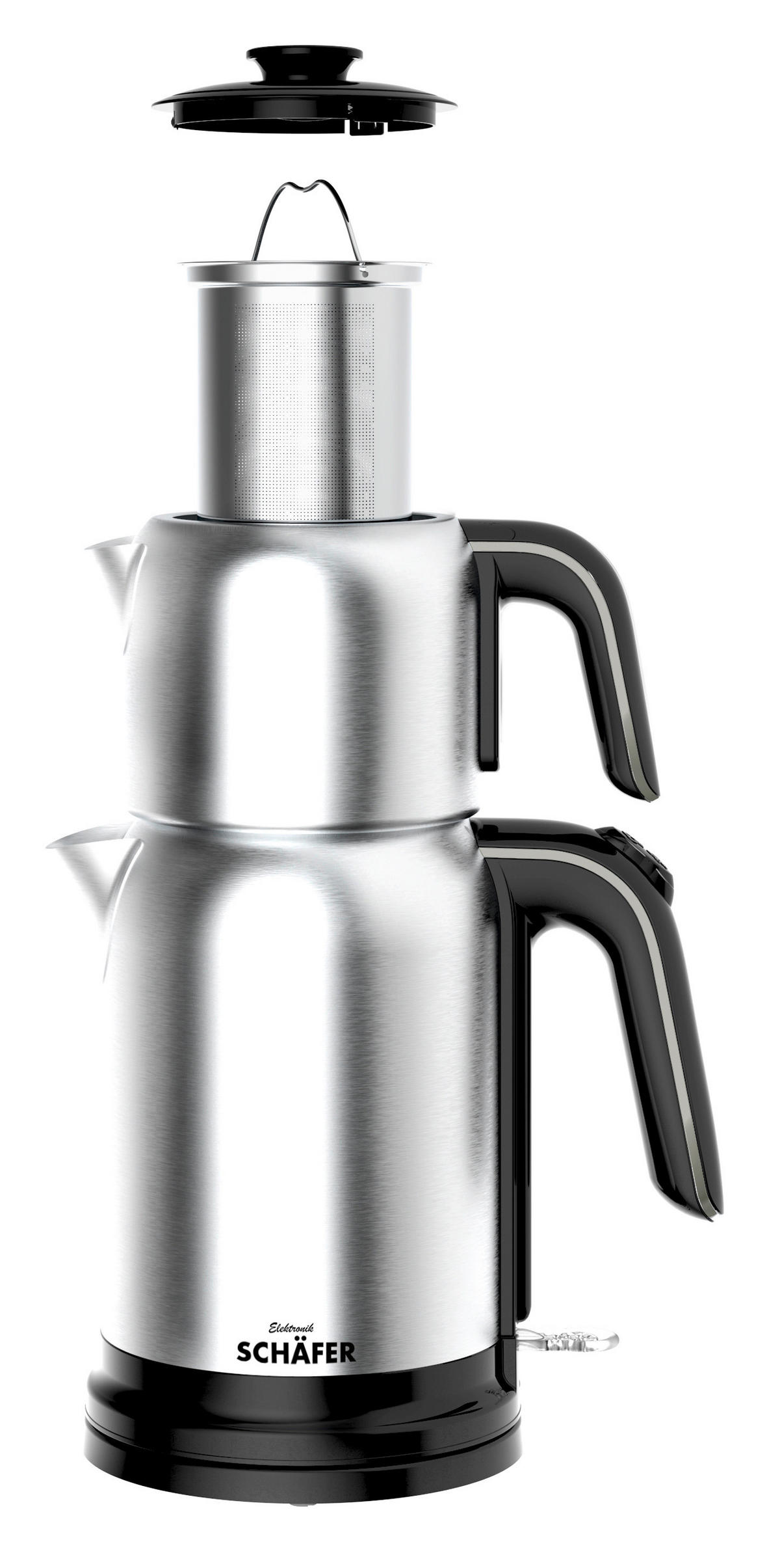 SCHÄFER Wasserkocher silber Edelstahl B/H/L: ca. 17x38x23 cm ca. 1,7 l Teekocher 20042 - silber (23,00/17,00/38,00cm) - SCHÄFER