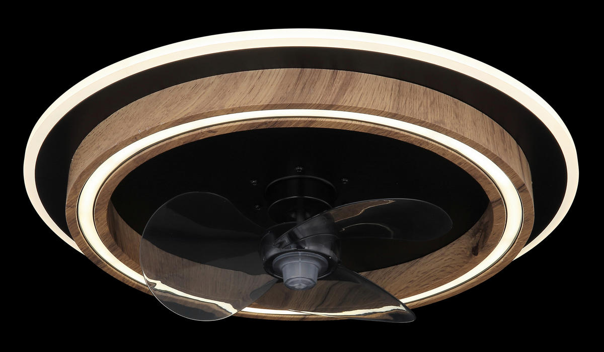 GLOBO Deckenventilator Opal schwarz dunkelbraun H/D: ca. 13,5x50 cm max. 32 W BOZAN - dunkelbraun/schwarz (50,00/13,50cm) - GLOBO