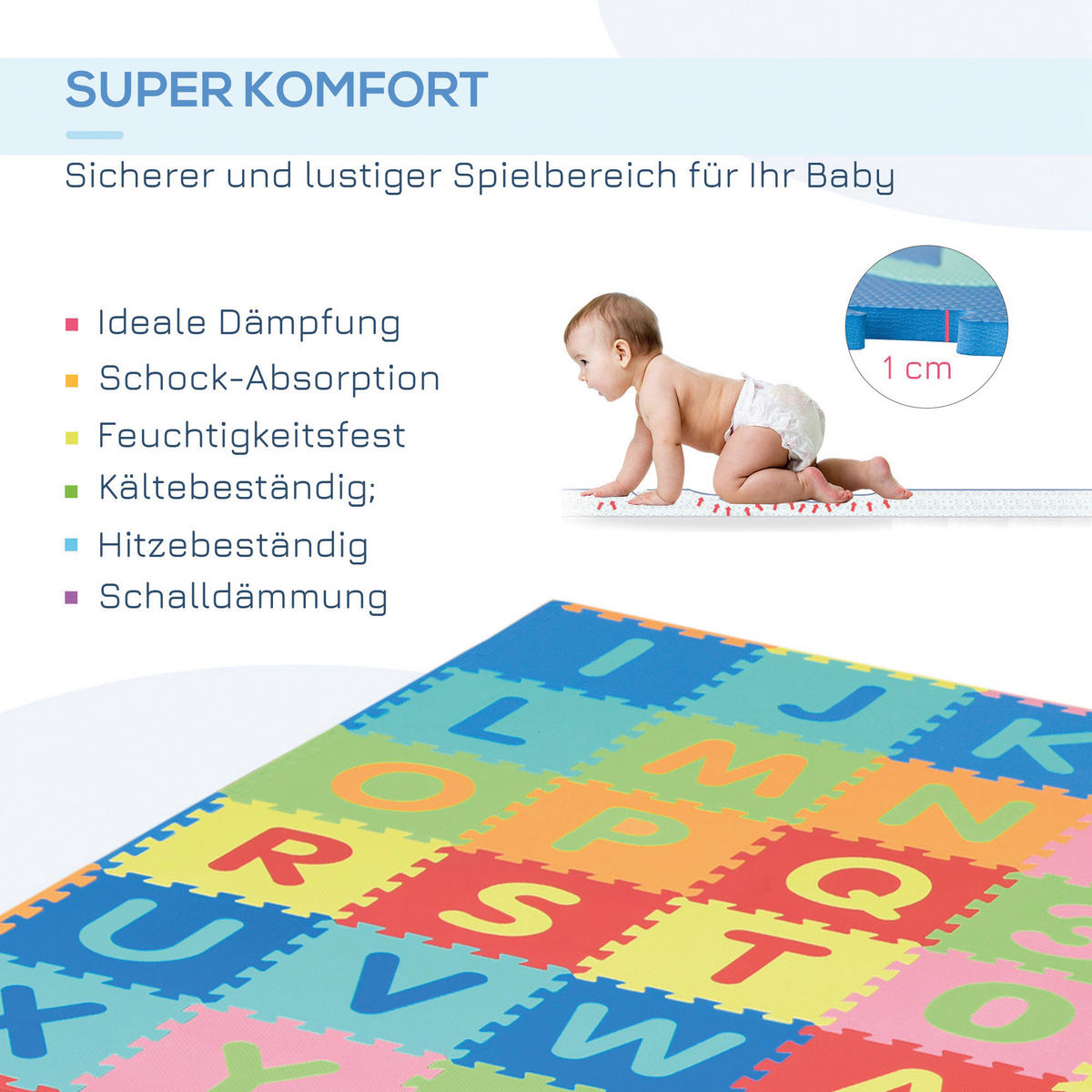 HOMCOM Puzzlematte bunt B/H/L: ca. 182,5x1x182,5 cm Puzzlematte - bunt (182,50/182,50/1,00cm) - HOMCOM