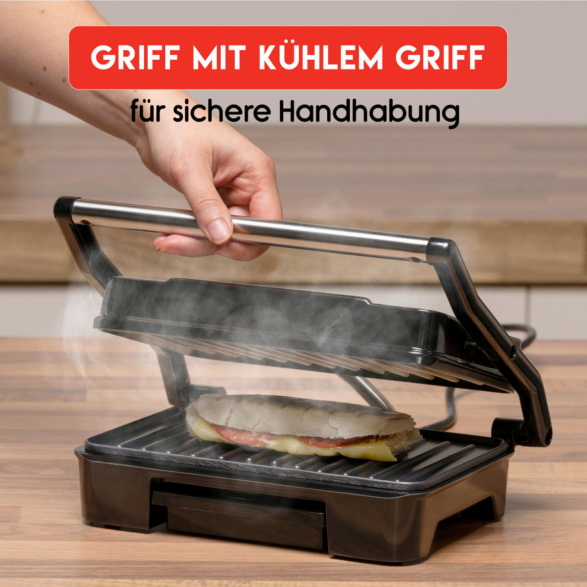 alpina Kontaktgrill silber Aluminium B/H/L: ca. 24x9,5x27,5 cm Kontaktgrill - silber (27,50/24,00/9,50cm) - alpina
