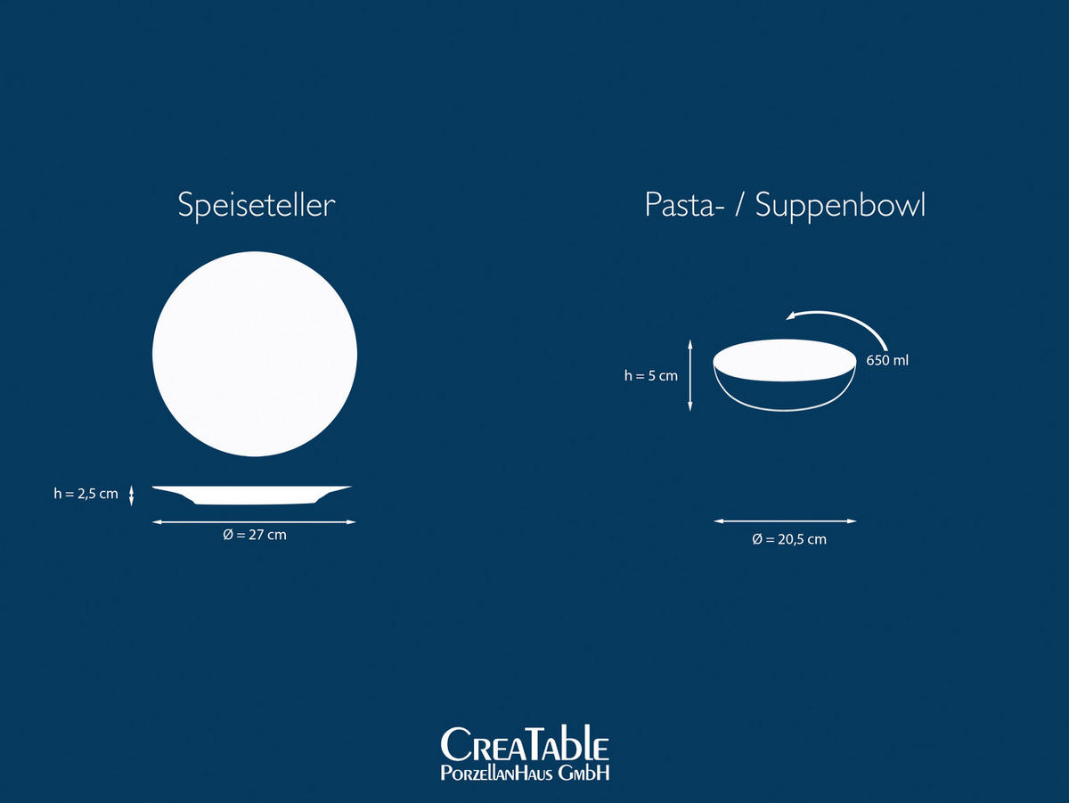 CreaTable Tafelservice Luna weiß Porzellan 12 tlg. Luna - weiß - CreaTable