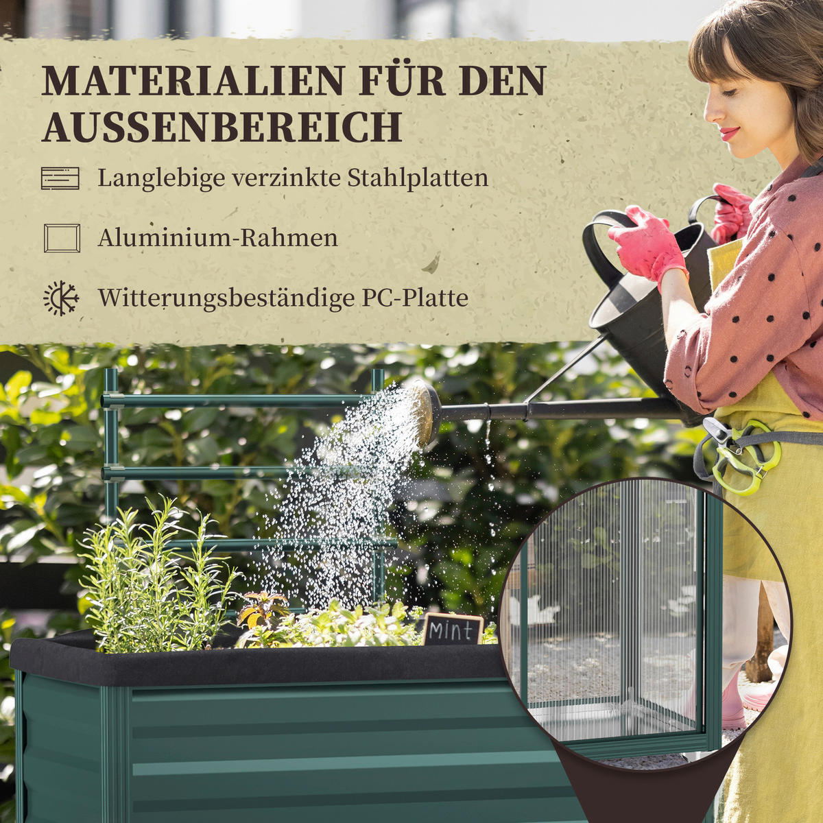 Outsunny Hochbeet grün Aluminium B/H/L: ca. 40x135x85 cm Hochbeet - grün (85,00/40,00/135,00cm) - Outsunny