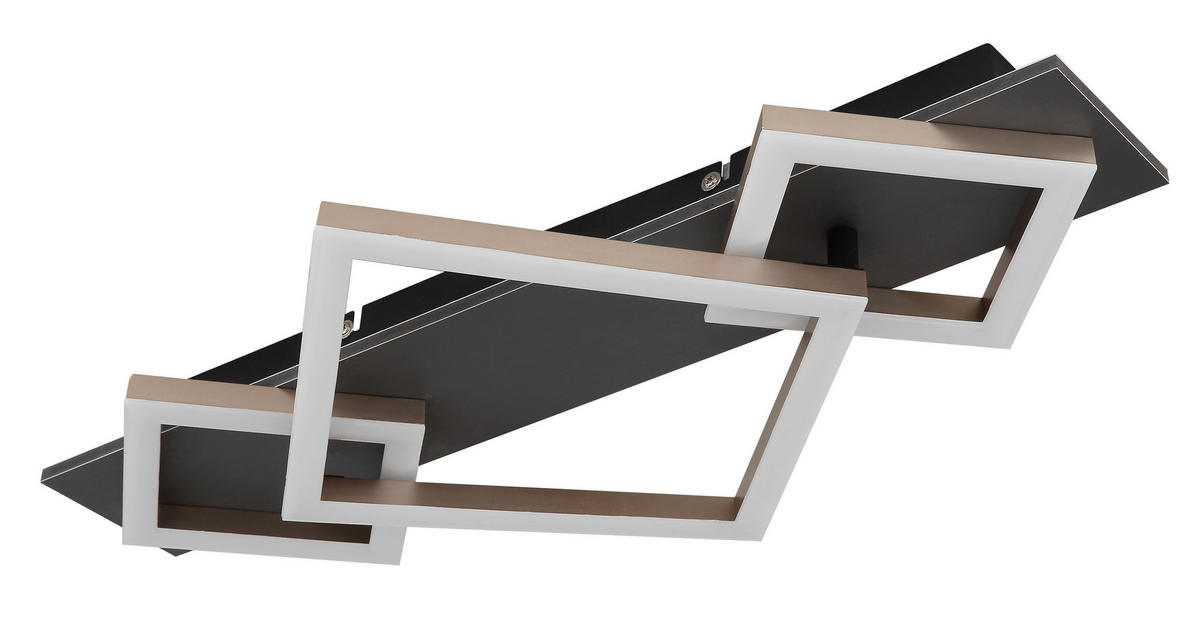 GLOBO LED-Deckenleuchte Opal mattschwarz champagner Kunststoff MDF Metall B/H/L: ca. 31,2x7,5x54 cm 1 Brennstellen BEATRIX I - champagner/Opal (54,00/31,20/7,50cm) - GLOBO
