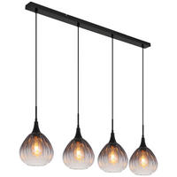 GLOBO Pendelleuchte Rauch schwarz Metall Glas B/H/T: ca. 20x120x110 cm E27 4 Brennstellen OLSEN - schwarz/Rauch (20,00/120,00/110,00cm) - GLOBO