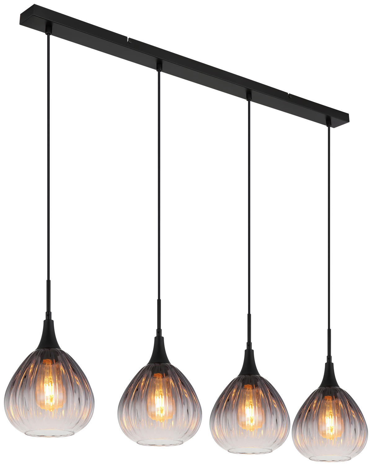 GLOBO Pendelleuchte Rauch schwarz Metall Glas B/H/T: ca. 20x120x110 cm E27 4 Brennstellen OLSEN - schwarz/Rauch (20,00/120,00/110,00cm) - GLOBO