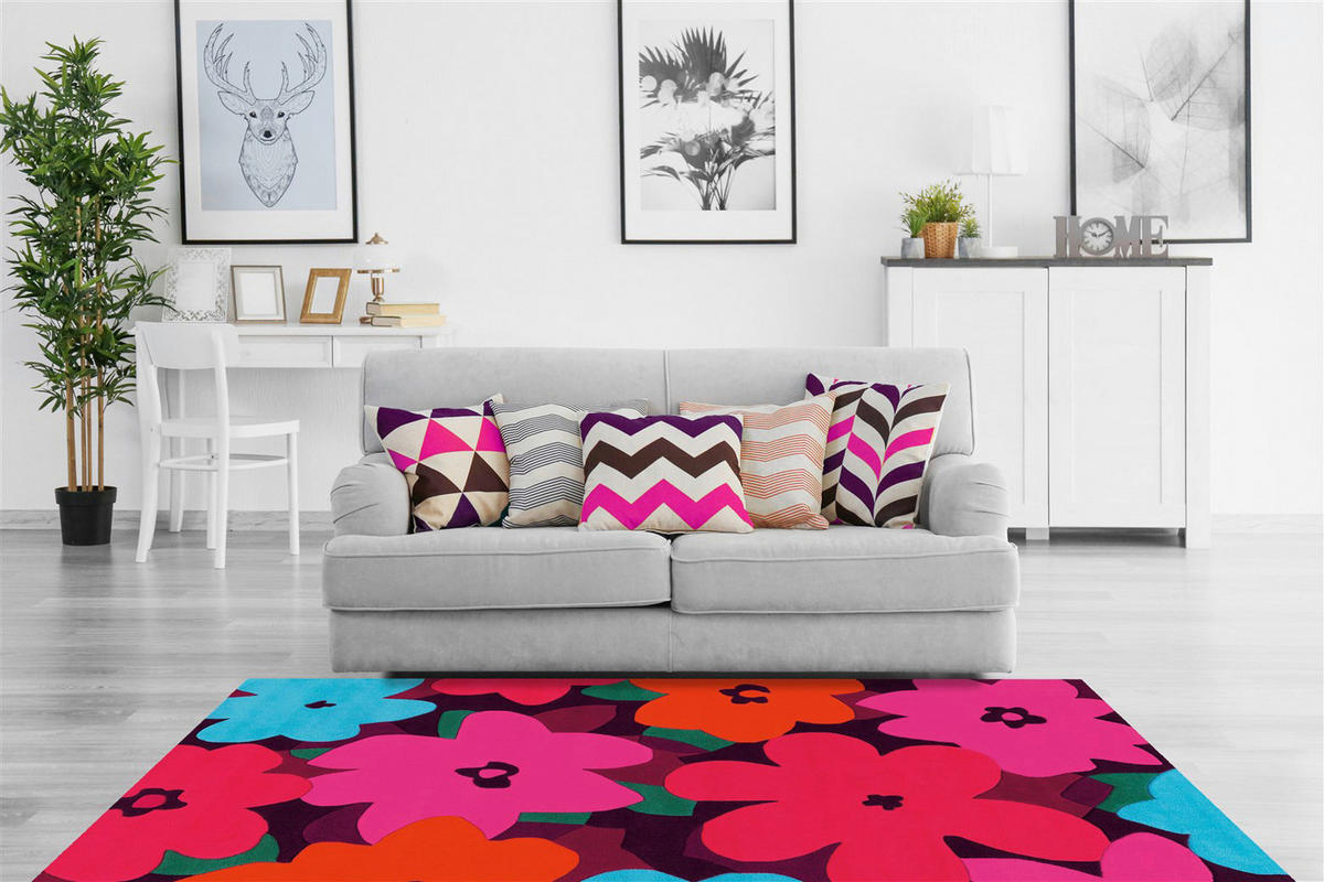 Arte Espina Kurzflorteppich Sam 4135 pink B/L: ca. 140x200 cm Sam 4135 - pink/mehrfarbig (140,00/200,00cm) - Arte Espina