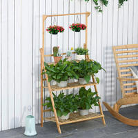 Outsunny Pflanzenregale natur B/H/L: ca. 40x143x70 cm Pflanzentreppe 845-434 - natur (70,00/40,00/143,00cm) - Outsunny
