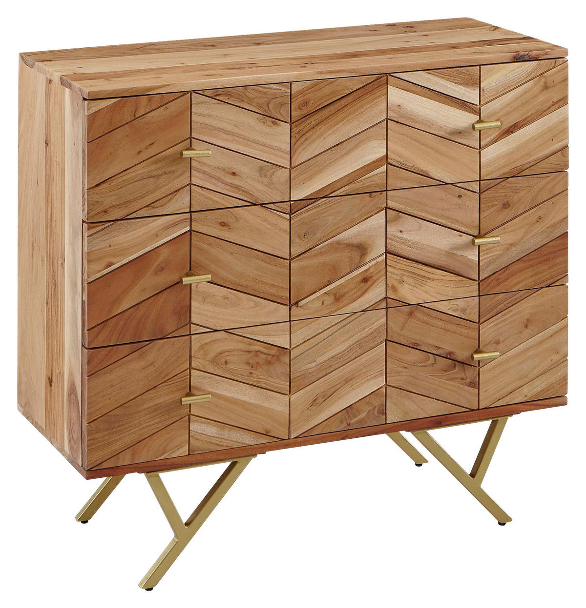 Sideboard natur gold B/H/T: ca. 90x86,5x40 cm Sideboard - gold/natur (90,00/86,50/40,00cm) - Wohnling