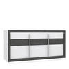 Sideboard  weiß Hochglanz Beton dunkel Optik B/H/T: ca. 193x98x53 cm Canne_Sideboard CQNK232B-C662 - weiß/Alu (193,00/98,00/53,00cm)