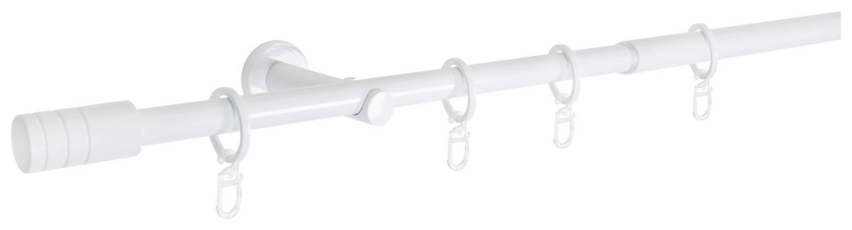 Gardinenstange weiß Aluminium ausziehbar von ca. 120 bis 210 cm 1.0 Läufe Gardinenstange_Rillcube - weiß