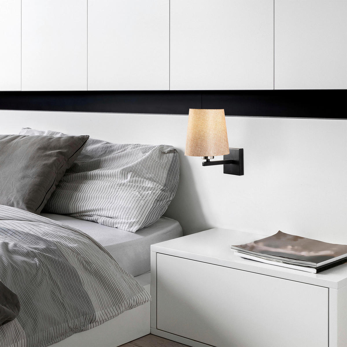 Opviq Wandleuchte nickel schwarz Eisen B/H/L: ca. 24x30x18 cm E27 1 Brennstellen Profil - nickel/schwarz (18,00/24,00/30,00cm) - Opviq