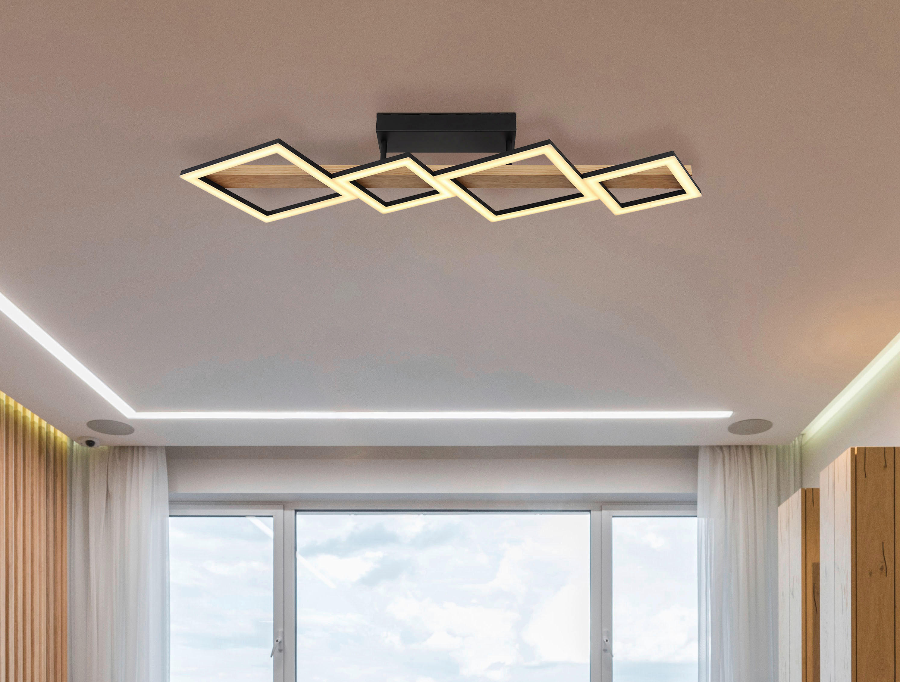 GLOBO LED-Deckenleuchte schwarz Kunststoff Metall B/H/T: ca. 30x13x92 cm DUSTIN - schwarz (30,00/13,00/92,00cm) - GLOBO