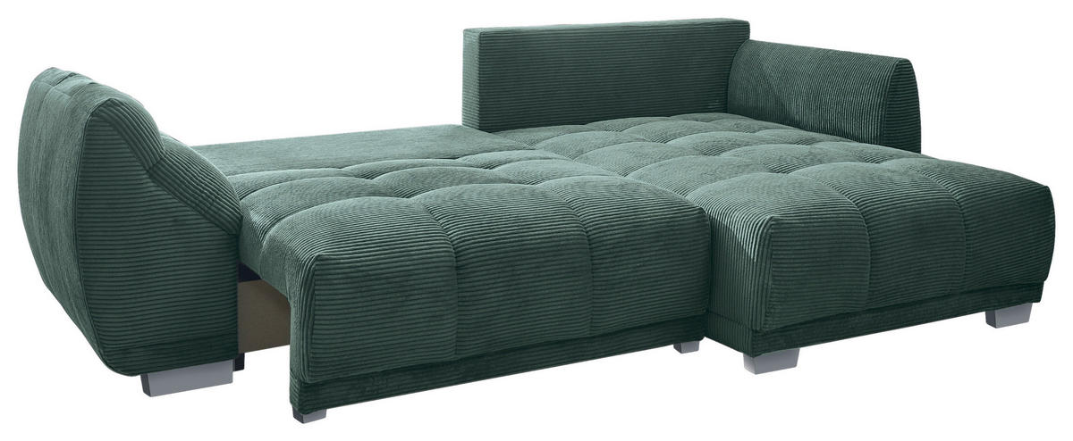 Ecksofa mit Bettfunktion und Bettkasten olive Microfaser B/H/T: ca. 288x78x179 cm Lake_248-8002_2F+BK/li-Ot/re_Eckso. - olive/silber (288,00/78,00/179,00cm)