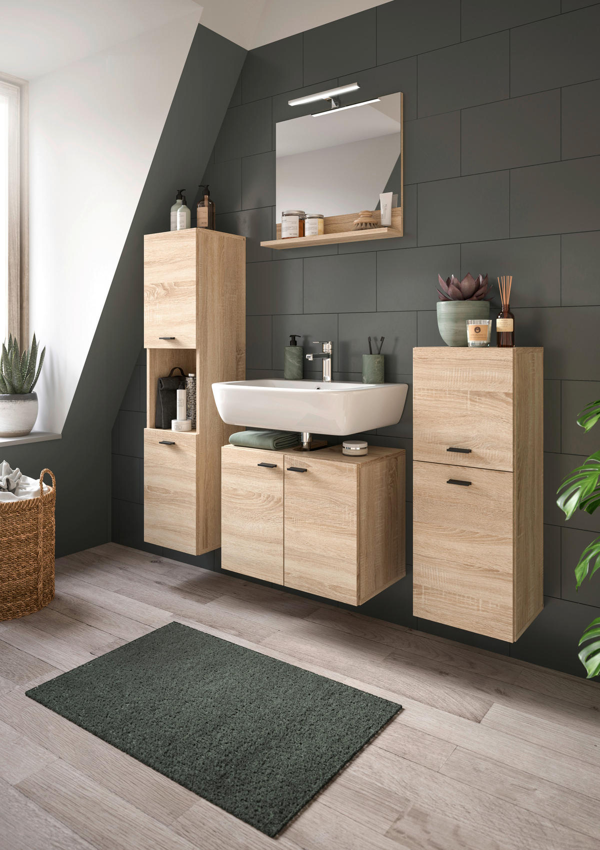 Badhochschrank BOSTON Eiche Sonoma Nachbildung B/H/T: ca. 30x80x29 cm BOSTON - Eiche (30,00/80,00/29,00cm) - xonox.home